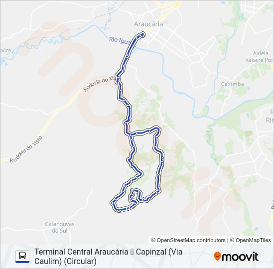 Mapa da linha F55 CAPINZAL de ônibus