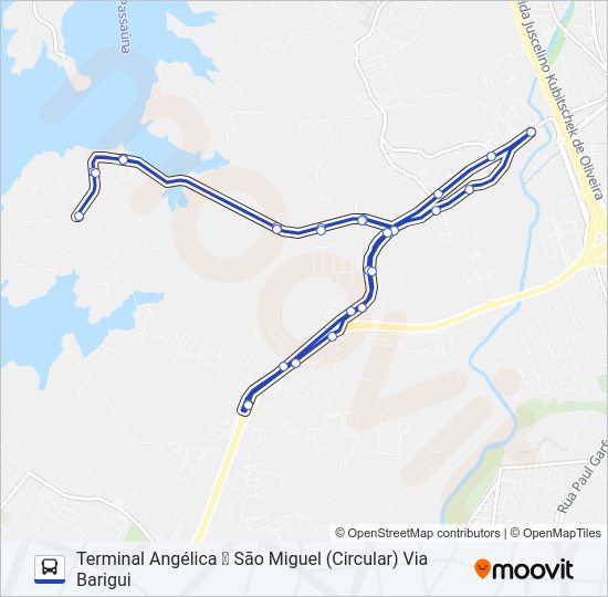 Mapa da linha S60 SÃO MIGUEL de ônibus