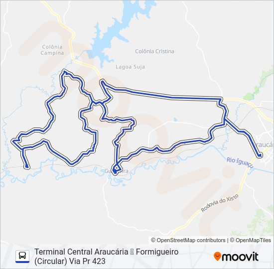 Mapa da linha S59 FORMIGUEIRO de ônibus