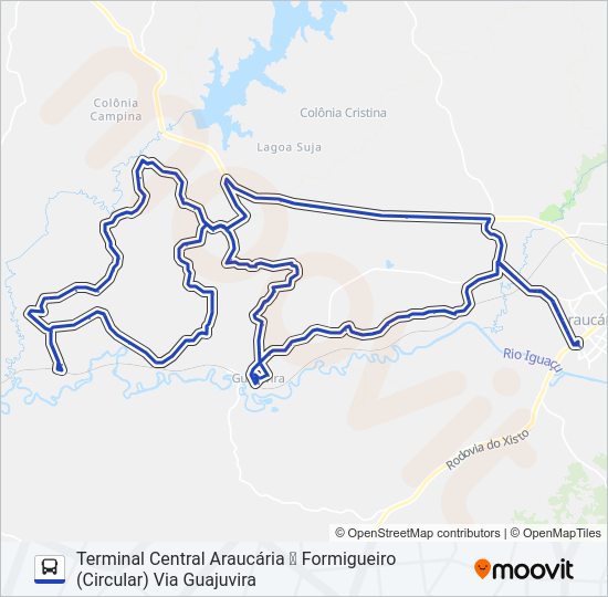 Mapa da linha S59 FORMIGUEIRO de ônibus