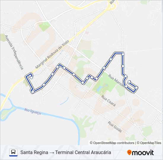 Mapa da linha F23 SANTA REGINA de ônibus