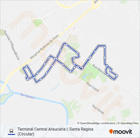 Mapa da linha F23 SANTA REGINA de ônibus