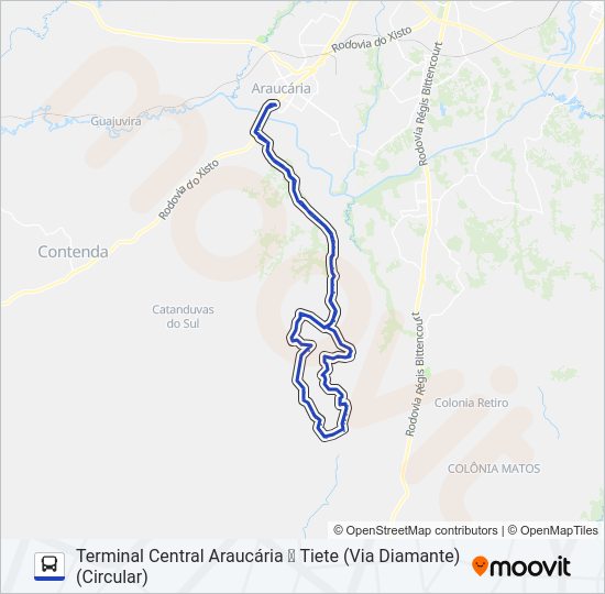 Mapa da linha F49 TIETÊ / ONÇAS de ônibus