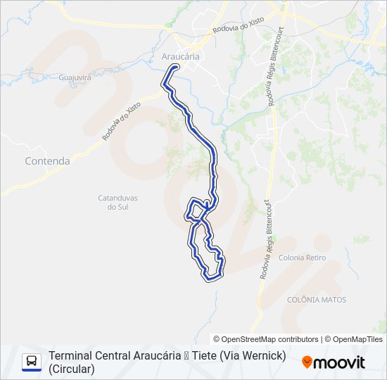 Mapa da linha F49 TIETÊ / ONÇAS de ônibus