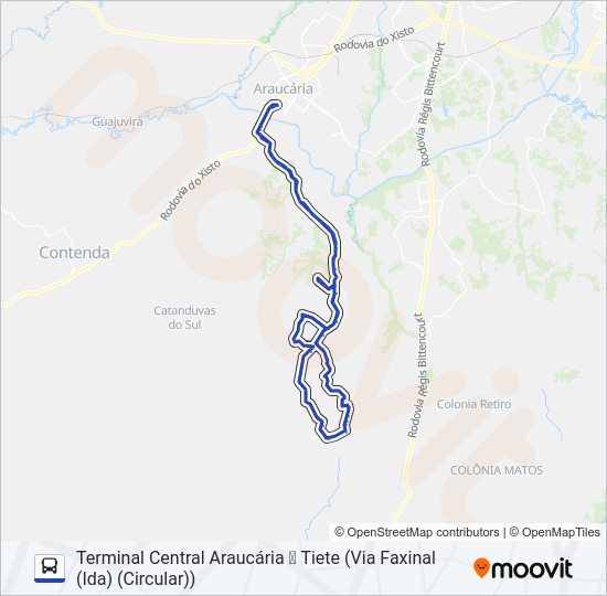 Mapa da linha F49 TIETÊ / ONÇAS de ônibus