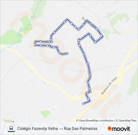 Mapa da linha S38 FAZENDA VELHA de ônibus