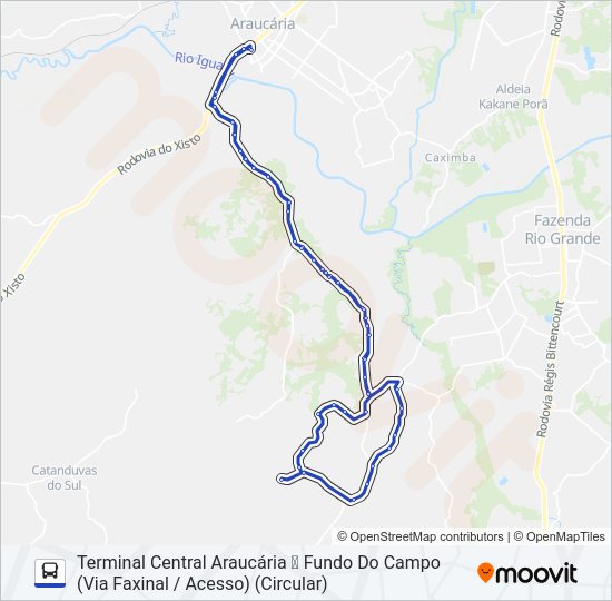 Mapa da linha F50 FUNDO DO CAMPO de ônibus