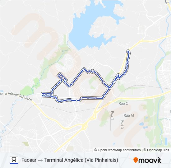 Mapa da linha S36 CTI / ANGÉLICA de ônibus