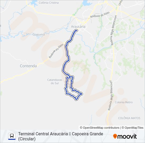 Mapa da linha F64 CAPOEIRA GRANDE de ônibus