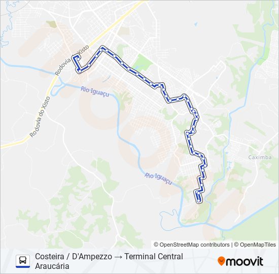 F25 COSTEIRA / D'AMPEZZO bus Line Map