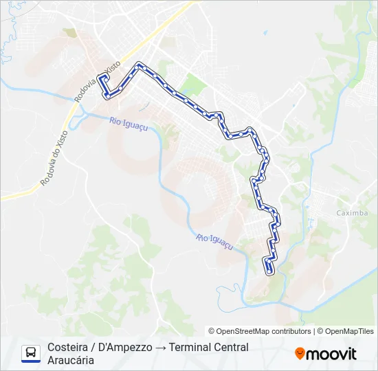 F25 COSTEIRA / D'AMPEZZO Bus Line Map