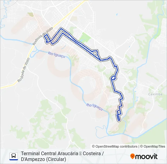 F25 COSTEIRA / D'AMPEZZO Bus Line Map