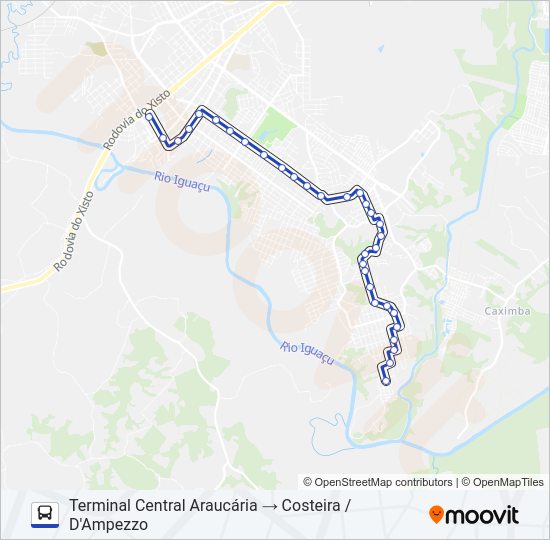 Mapa da linha F25 COSTEIRA / D'AMPEZZO de ônibus