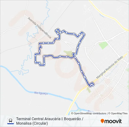 S18 BOQUEIRÃO / MONALISA Bus Line Map