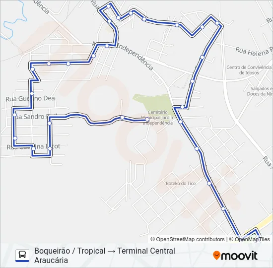 S18 BOQUEIRÃO / TROPICAL Bus Line Map