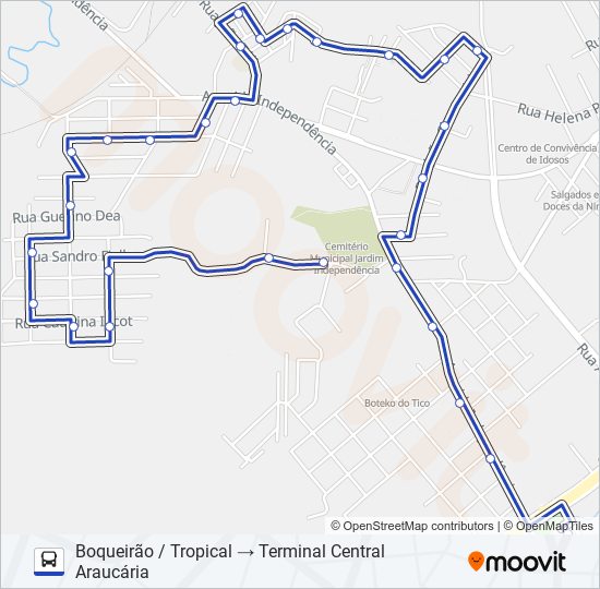 S18 BOQUEIRÃO / TROPICAL bus Line Map