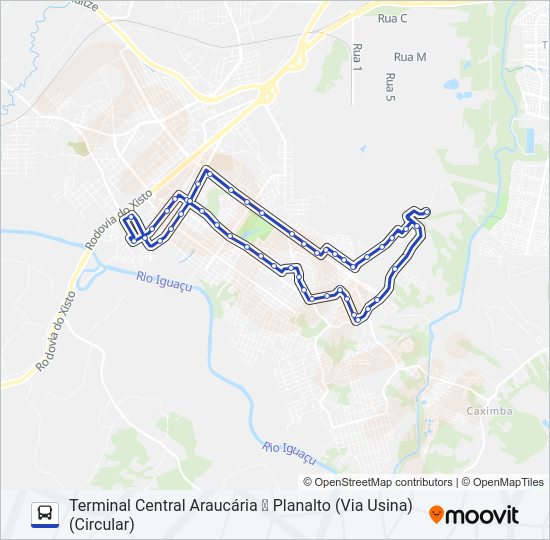 Mapa da linha F20 PLANALTO / GRALHA AZUL de ônibus