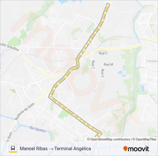 Mapa da linha L05 MANOEL RIBAS / ANGÉLICA de ônibus