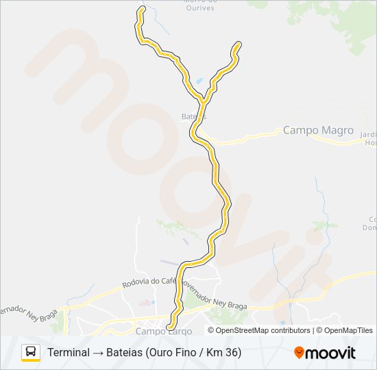 Mapa da linha 107 BATEIAS de ônibus