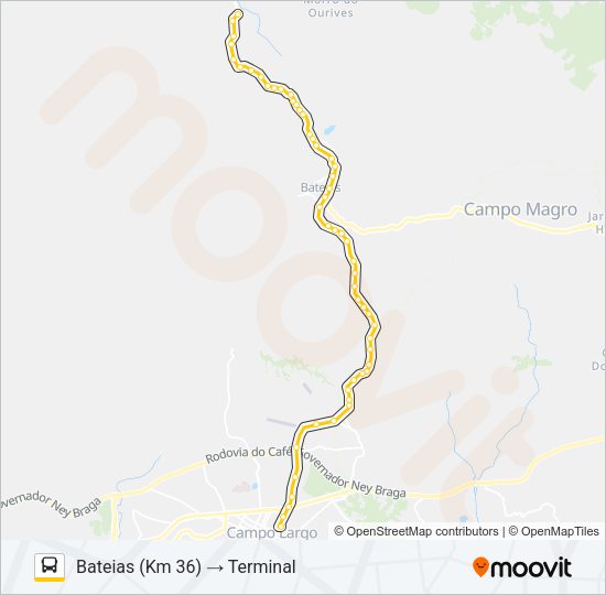Mapa da linha 107 BATEIAS de ônibus