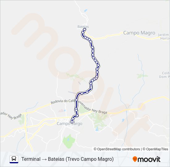 Mapa da linha 107 BATEIAS de ônibus