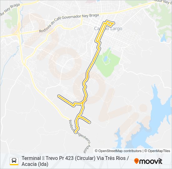 Mapa da linha 108 CAMPINA de ônibus