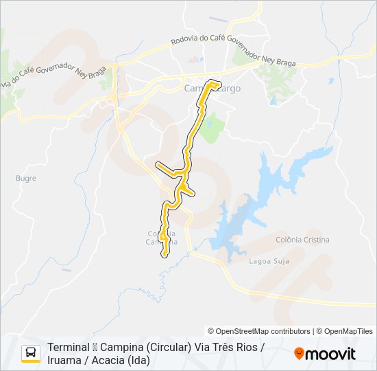 Mapa da linha 108 CAMPINA de ônibus
