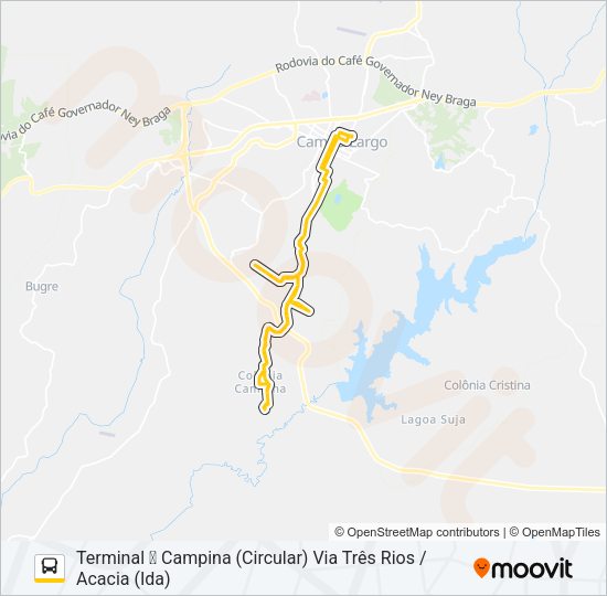 Mapa da linha 108 CAMPINA de ônibus