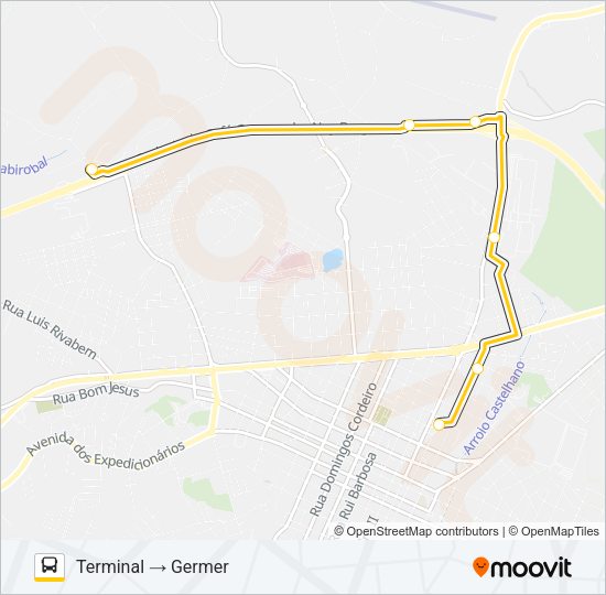 Mapa da linha 111 FÁBRICAS de ônibus