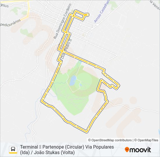 Mapa da linha 100 PARTENOPE de ônibus