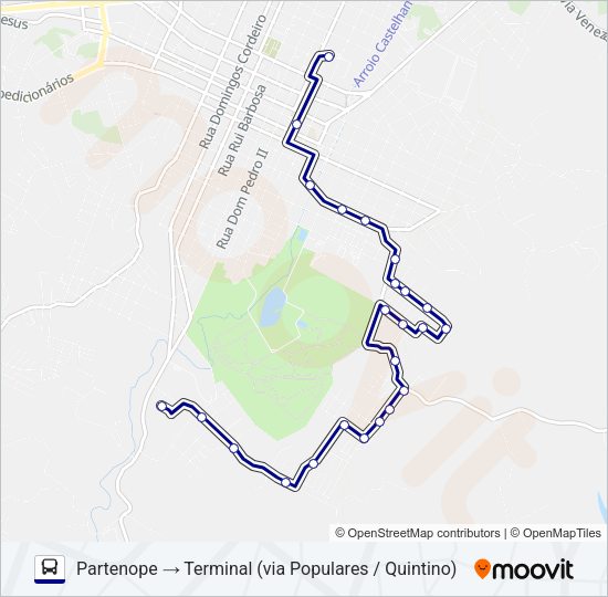 Mapa da linha 100 PARTENOPE de ônibus