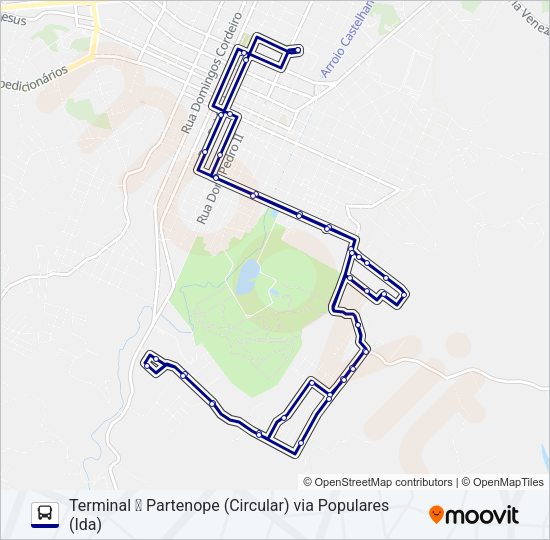 Mapa da linha 100 PARTENOPE de ônibus