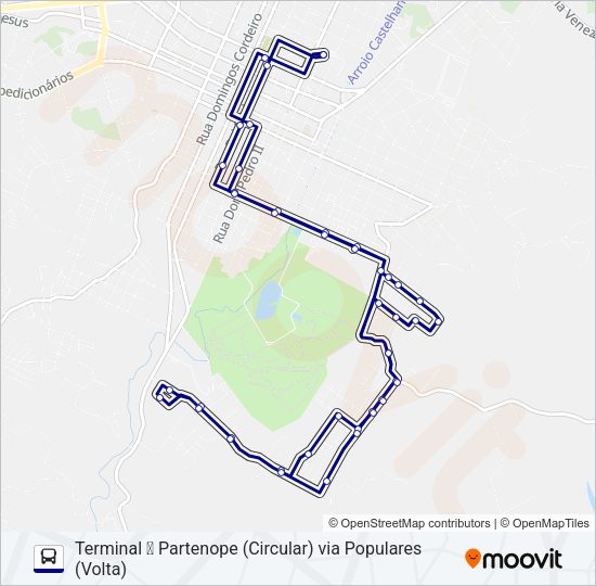 Mapa da linha 100 PARTENOPE de ônibus