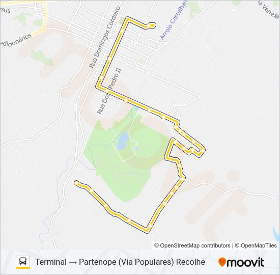 Mapa da linha 102 POPULARES de ônibus