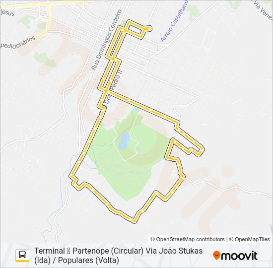Mapa da linha 102 POPULARES de ônibus