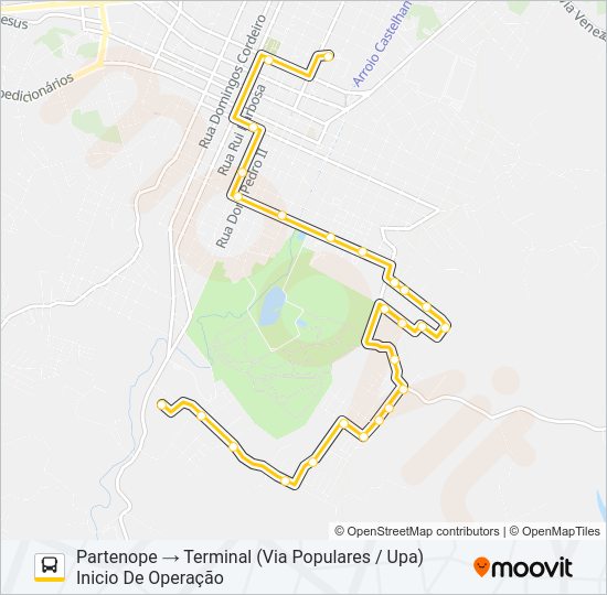 Mapa da linha 102 POPULARES de ônibus