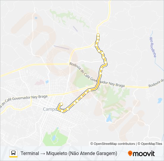 Mapa da linha 114 MIQUELETO de ônibus