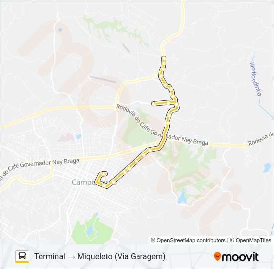 Mapa da linha 114 MIQUELETO de ônibus