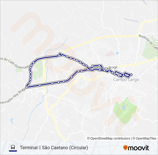 Mapa da linha 122 SÃO CAETANO de ônibus