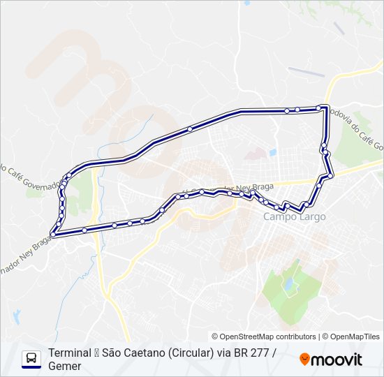 Mapa da linha 122 SÃO CAETANO de ônibus