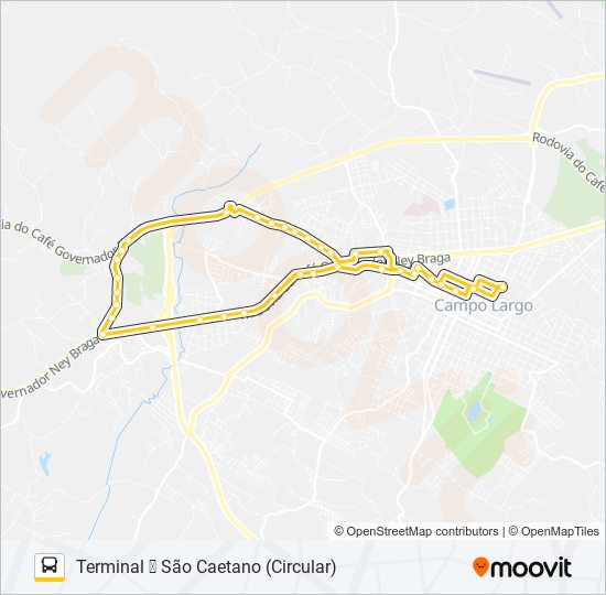 Mapa da linha 122 SÃO CAETANO de ônibus