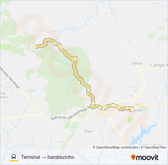Mapa da linha 208 ITAMBEZINHO de ônibus