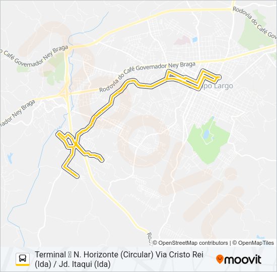 Mapa da linha 106 CAMPO DO MEIO de ônibus