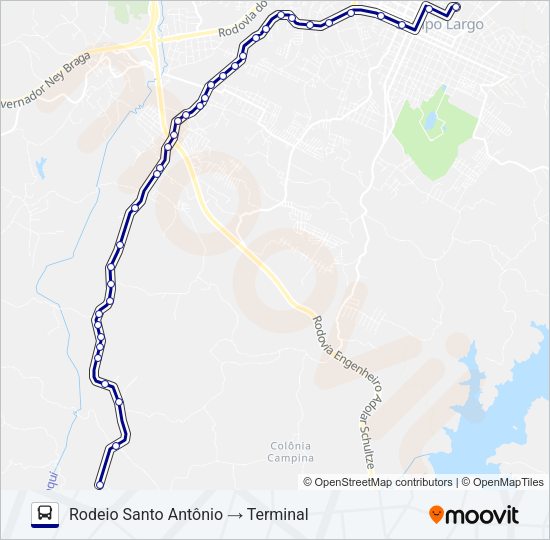 Mapa da linha 106 CAMPO DO MEIO de ônibus