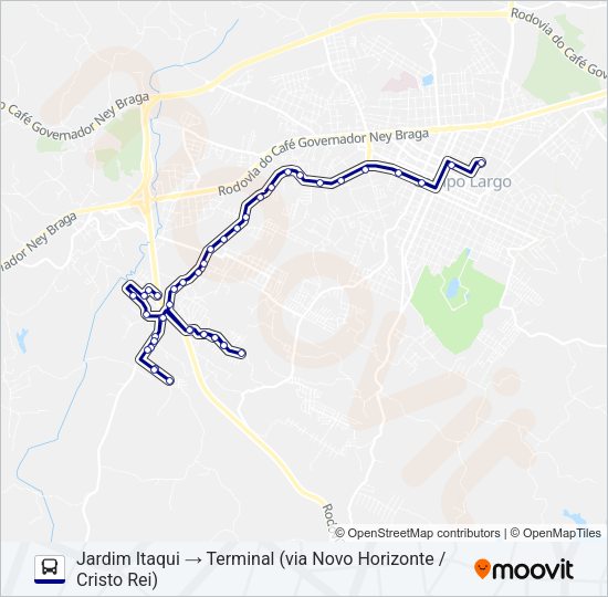 Mapa da linha 106 CAMPO DO MEIO de ônibus