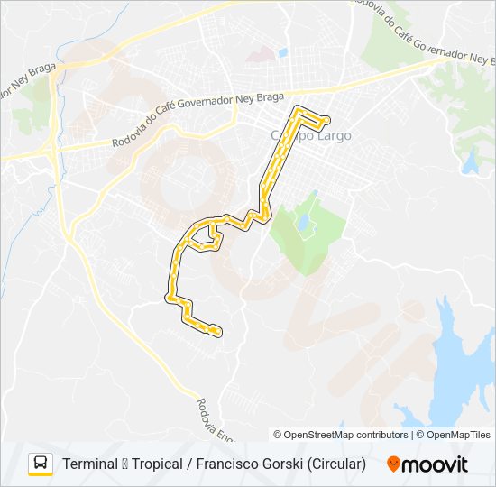 Mapa da linha 116 FRANCISCO GORSKI de ônibus