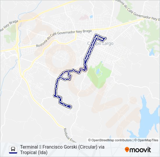 Mapa da linha 116 FRANCISCO GORSKI de ônibus