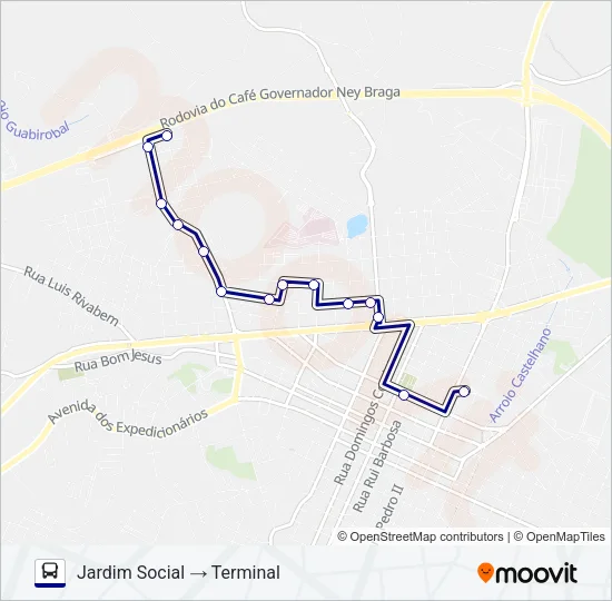 105 FERRARI / JARDIM SOCIAL Bus Line Map
