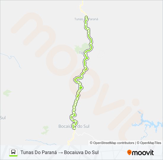 0950-440 BOCAIUVA DO SUL / TUNAS DO PARANA bus Line Map