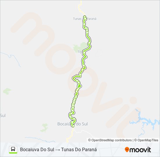 0950-440 BOCAIUVA DO SUL / TUNAS DO PARANA bus Line Map